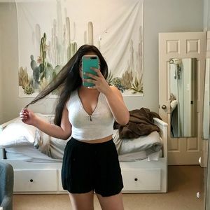 Zip-up gray crop top